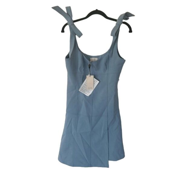 Cinq a Sept Jeanette Tie Shoulder Fit & Flare Mini Dress Dress Blue Size 8 NWT - Picture 4 of 6